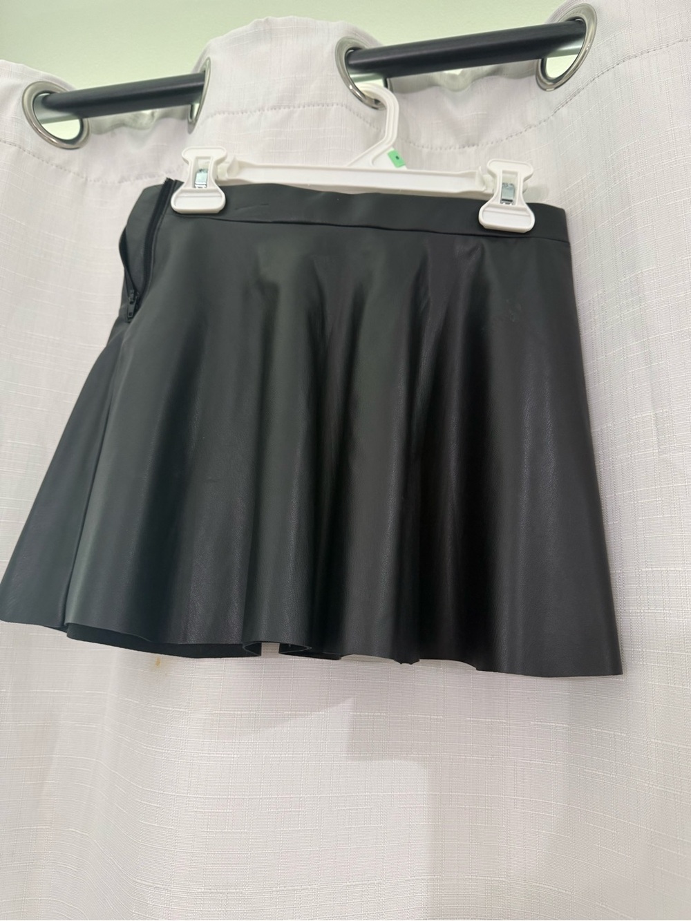 H&M Black Faux Leather Skater Mini Skirt